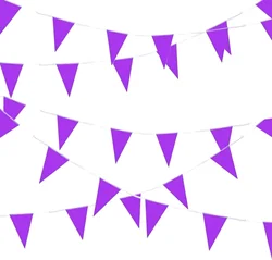 33 Feet Purple Pennant Banners Flags String Hanging Triangle Bunting Flags for Grand Opening,Kids Birthday,Party Decorations