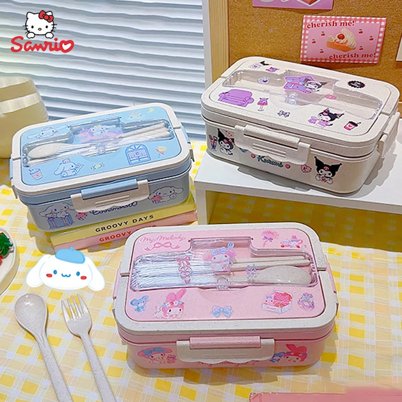 Sanrio Cartoon Lunch Box Anime Kuromi Cinnamoroll Compartmentalised Eco-friendly Bento Box Tableware Food Storage Container Gift