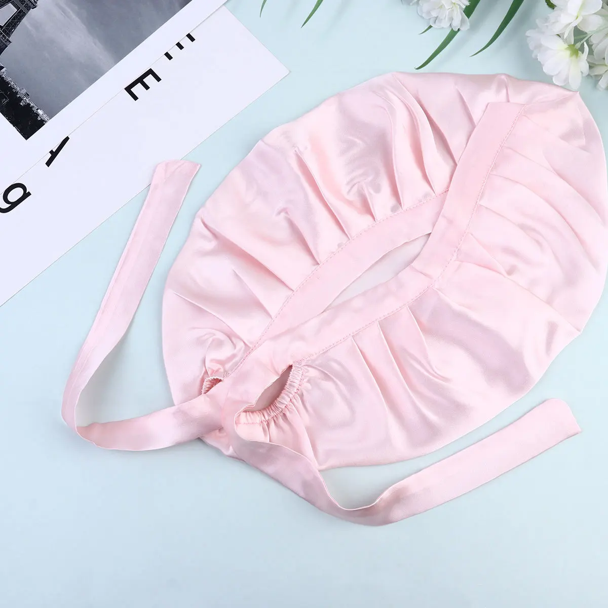 

Silk Sleeping Cap For Women Adjustable Night Hair Bonnet Large Room Protection Hat Bath Makeup Wash Face Use Woman Sleeping Hat