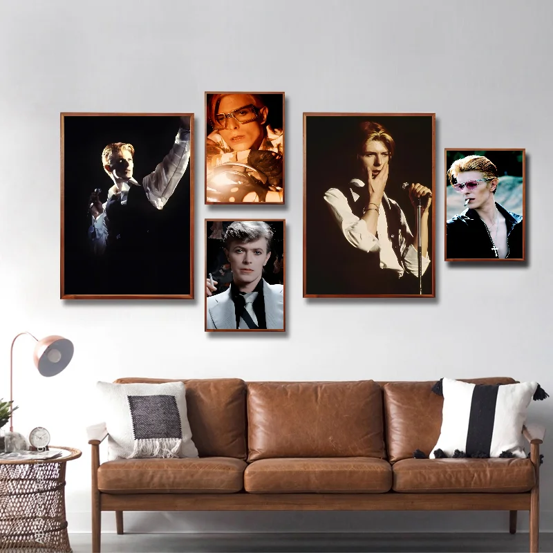 D-David Singer-B-BowieS Poster Self-adhesive Art Waterproof Paper Sticker Coffee House Bar Room Wall Decor