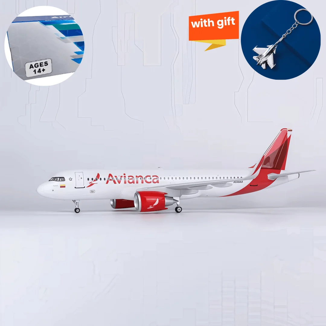 New Resin Plane Model 47CM 1/80 Airplane A320NEO A320 NEO AVIANCA Air Airlines Model Toy Light & Wheel Landing Gear Diecast