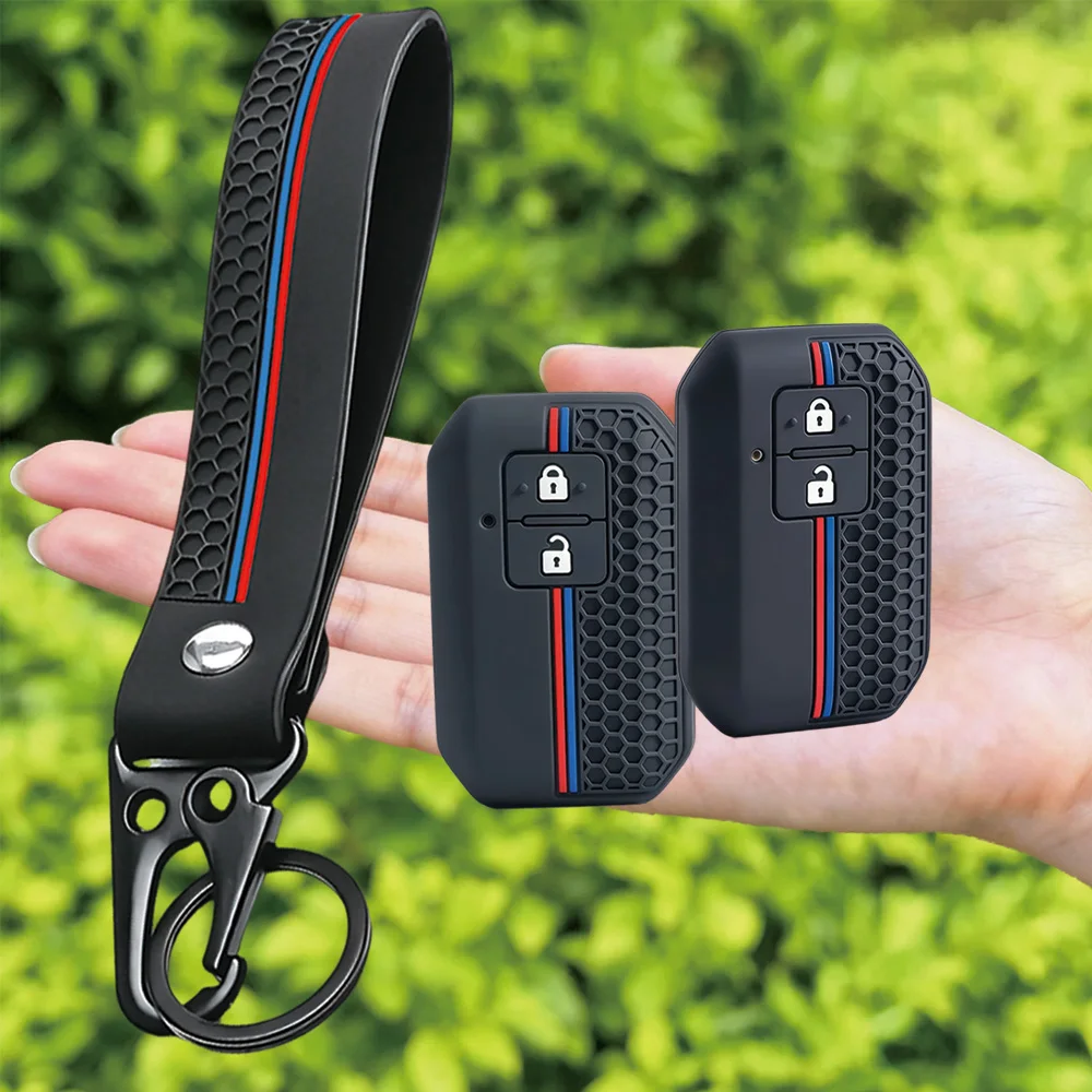 For Suzuki Swift Ertiga Ignis Baleno XL7 Ciaz Dzire Wagon R Silicone Remote Shell With Long Wrist Strap And Swivel Clip