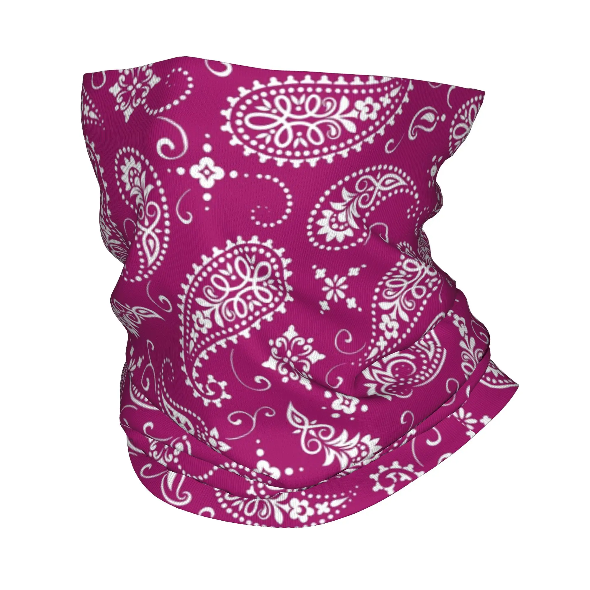 Pañuelo multifunción con estampado de Paisley rosa fucsia, bufanda para el cuello, máscara estampada, diadema multifunción para correr, unisex, para adultos