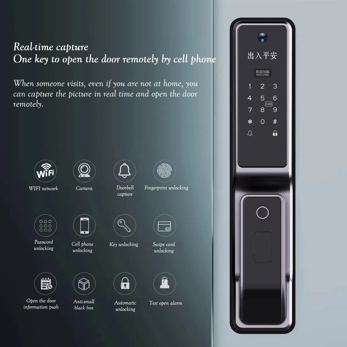 ZWRL-01 Face Recognition Automatic Fingerprint Lock Household Anti-theft Door Lock Visible Peephole Intelligent Combination Lock