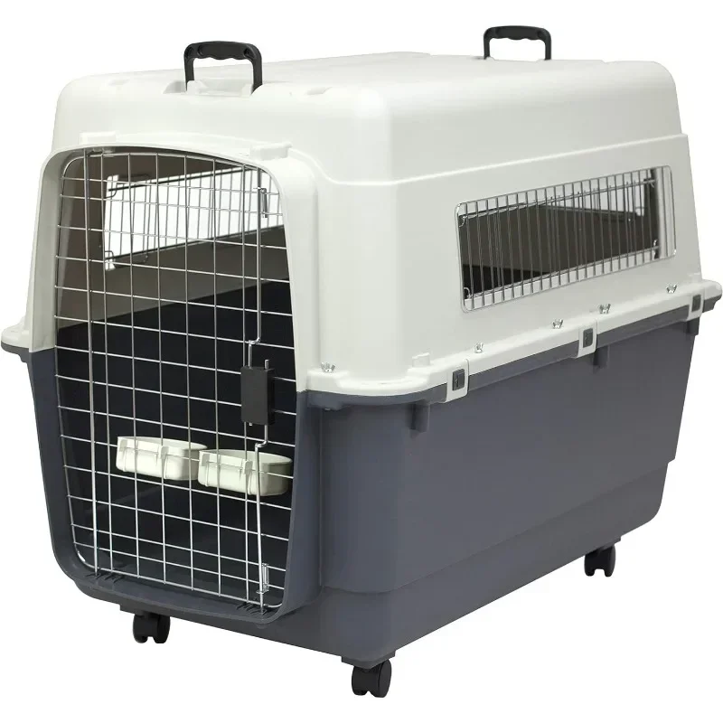 

SportPet Designs Plastic Kennels Rolling Plastic Wire Door Travel Dog Crate