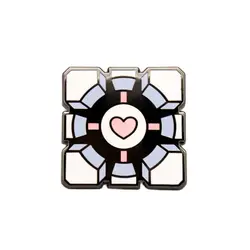 Classic Portal Weighted Companion Cube Enamel Pin Game Same Lovely Kawaii Brooch Collectible Badge Jewelry