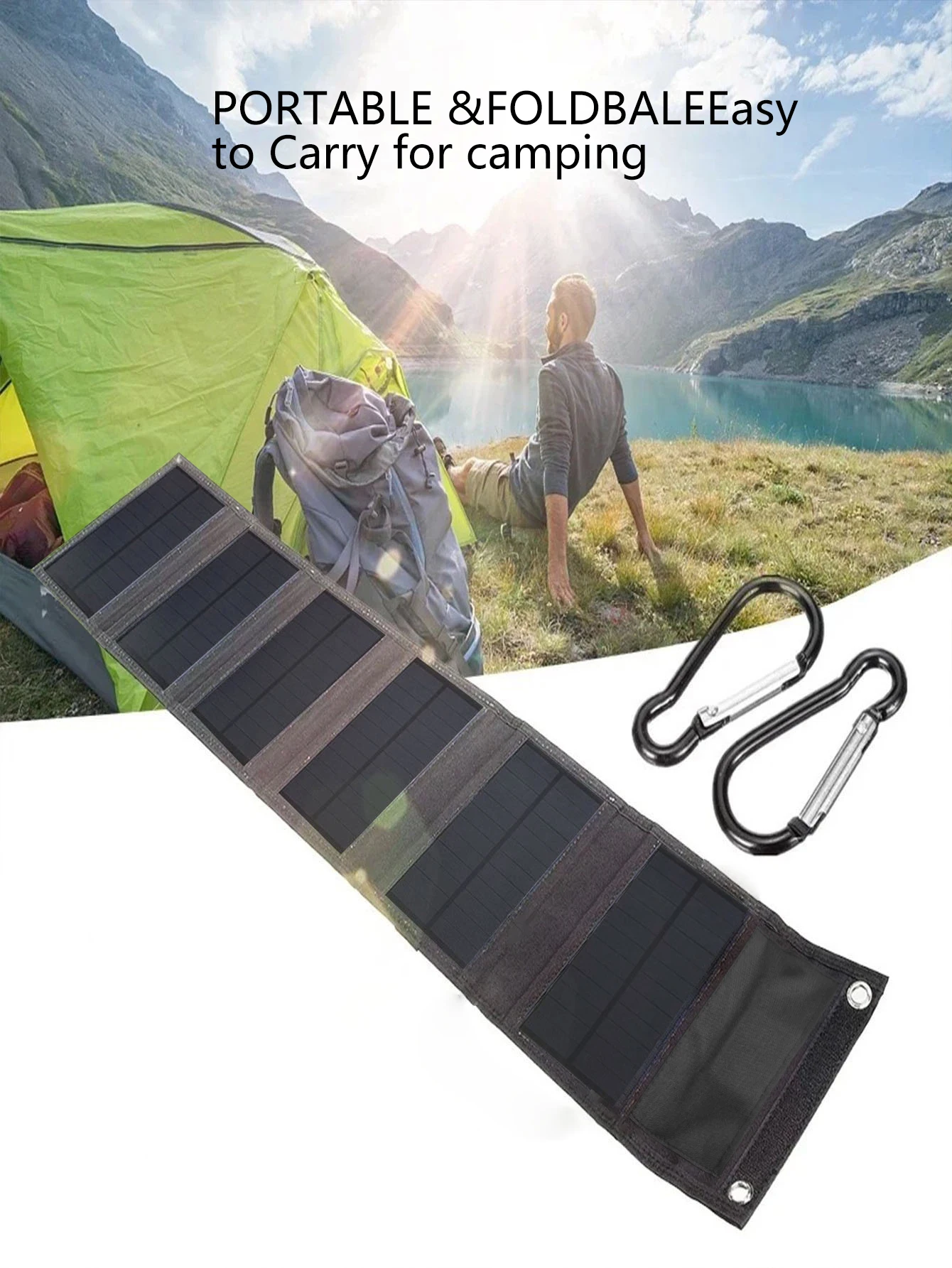 

30W solar charging panel, energy-saving and highly efficient, portable solar charging folding bag