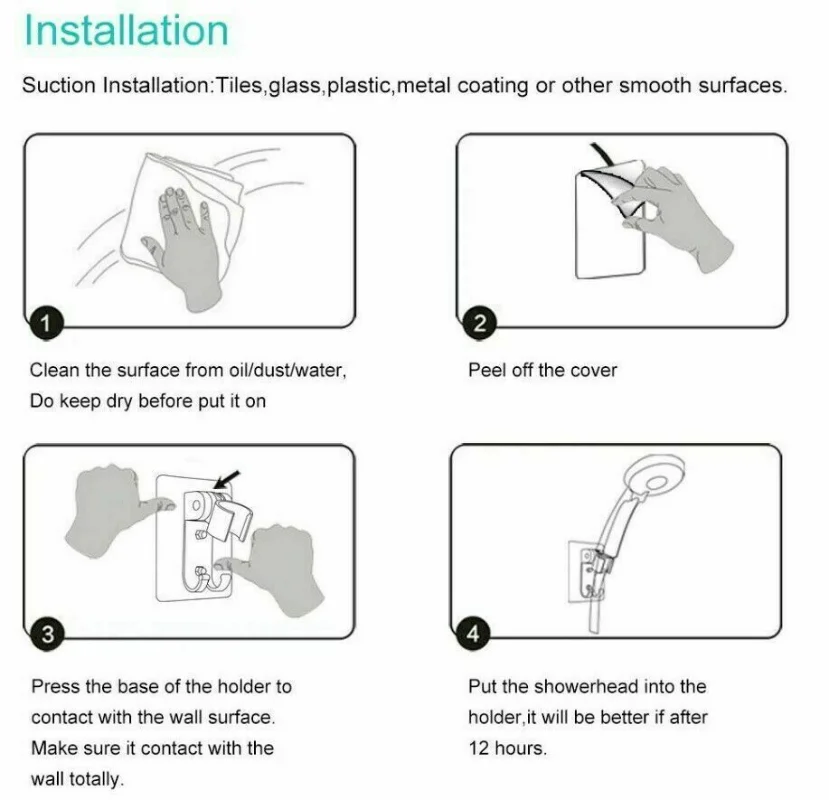 Shower Head Adjustable Holder Shower Bracket Strong Adhesive Wall Gel Mounted Stand Shower Mounting Brackets Bathroom Tools