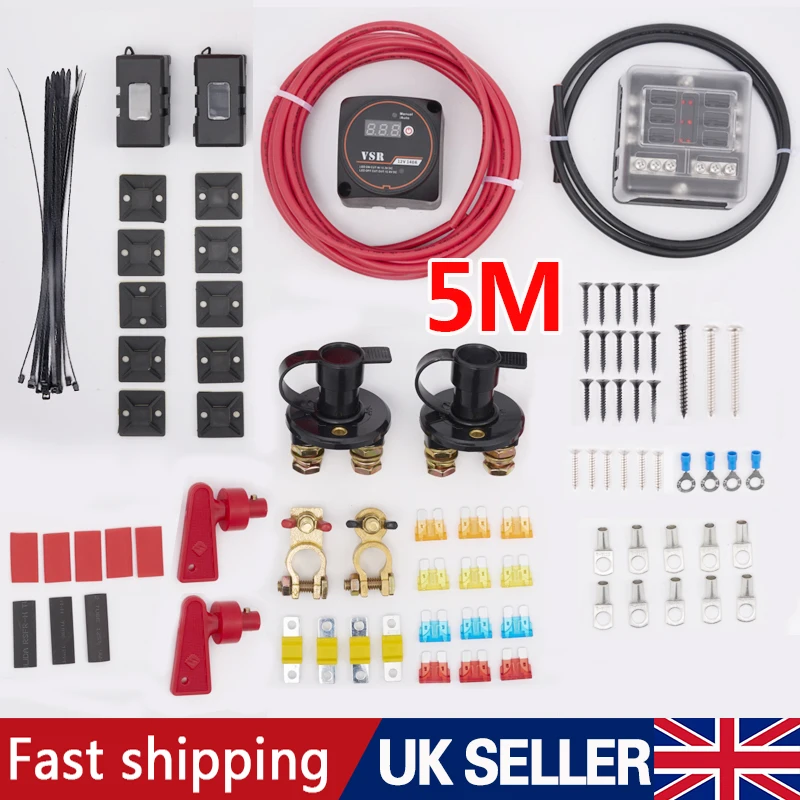 5 m Advanced Voltage Sensitive Split Charge Relay Kits 12V 140Amp VSR Camper Van