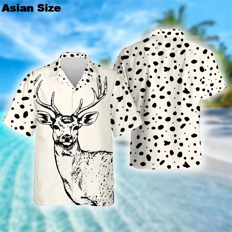 Leopard Print Animal Graphic Shirts For Men Clothes Casual Unisex Streetwear Panther Lion Dalmatian Dog Short Sleeve Blouses