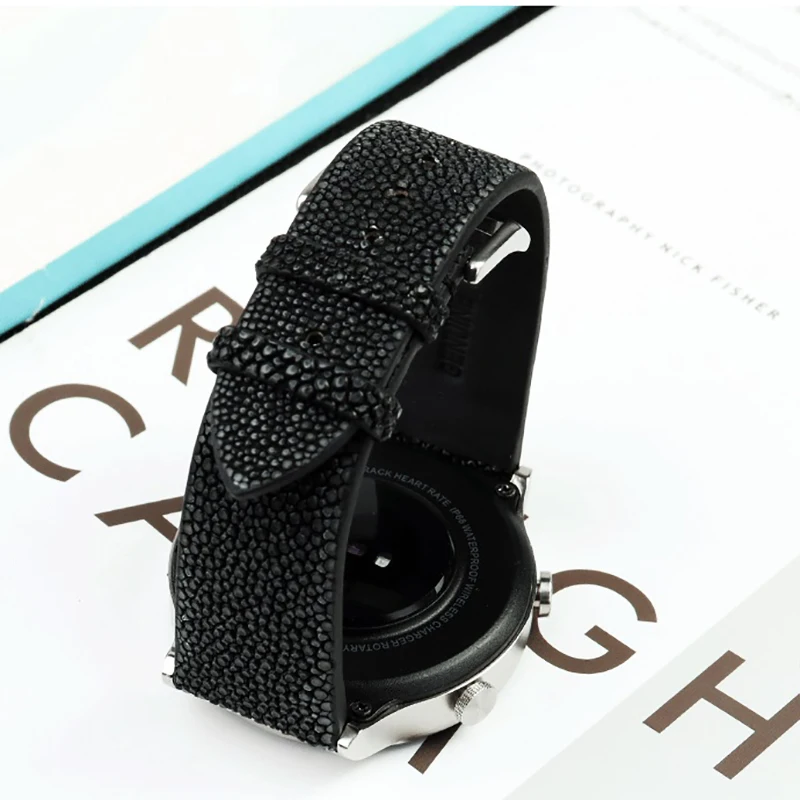 Devil Pearl Fish Skin Watch Belt for Tudor Tissot Longines Huawei GT3 pro  Genuine Leather Strap Watchband Watch Chain 20mm 22mm