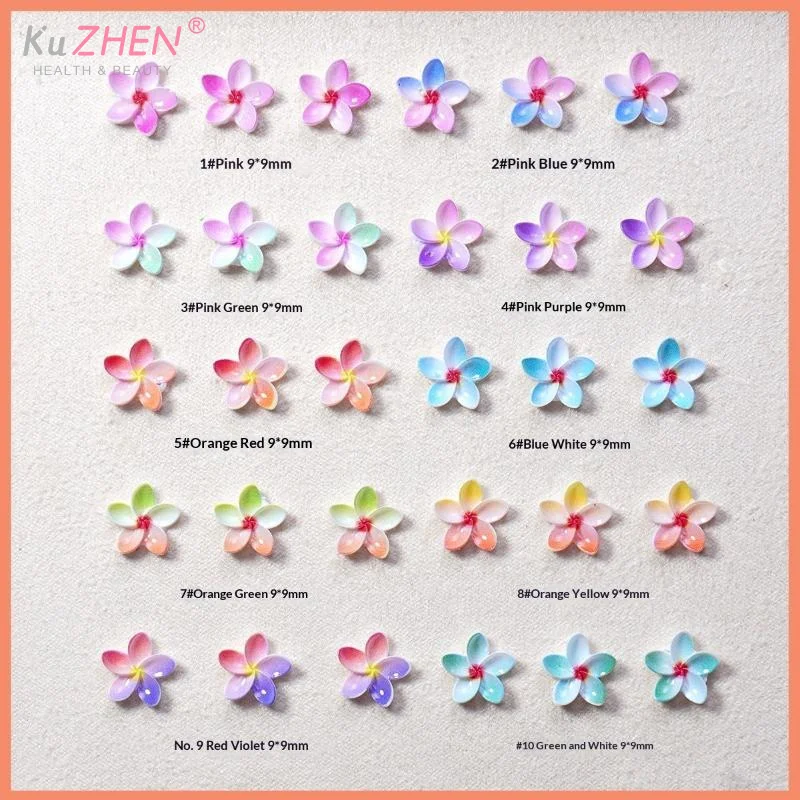 10PCS/Pack 3D Gradient Resin Flower Nail Charms With Assorted Colors And 9mm Size Perfect For DIY Nail Art Jewelry Making Crafts
