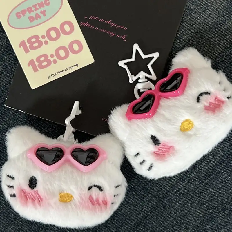 

Sanrio Hello Kitty Kawaii Shy Sunglasses Kt Cat Plush Toys Bag Pendant Y2K Cartoon Keychain Friends Birthday Christmas Gifts