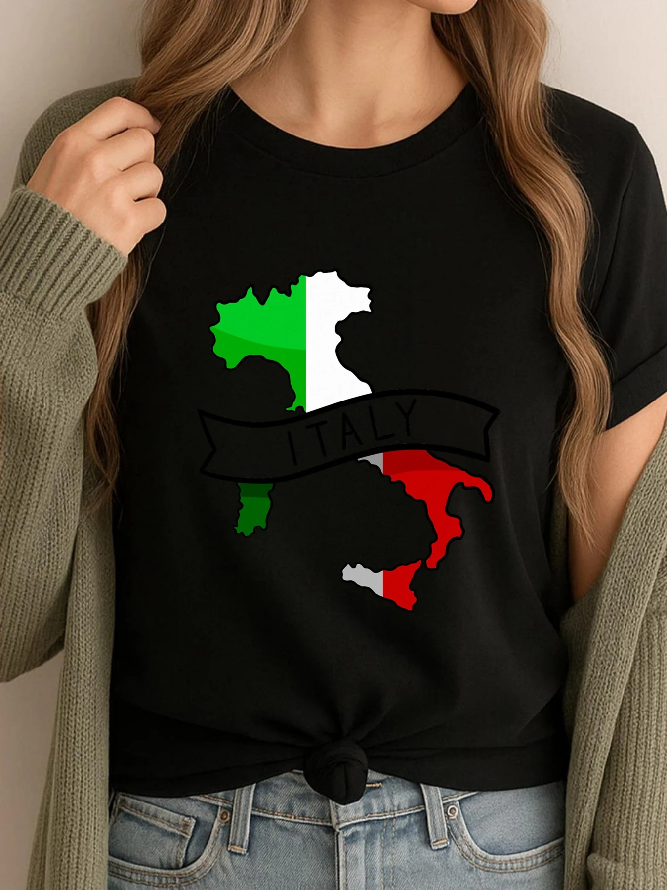 

Простая рубашка с флагом Италии и картой, мужская одежда, уличные футболки с рисунком, мужские мягкие новые топы и футболки большого размера