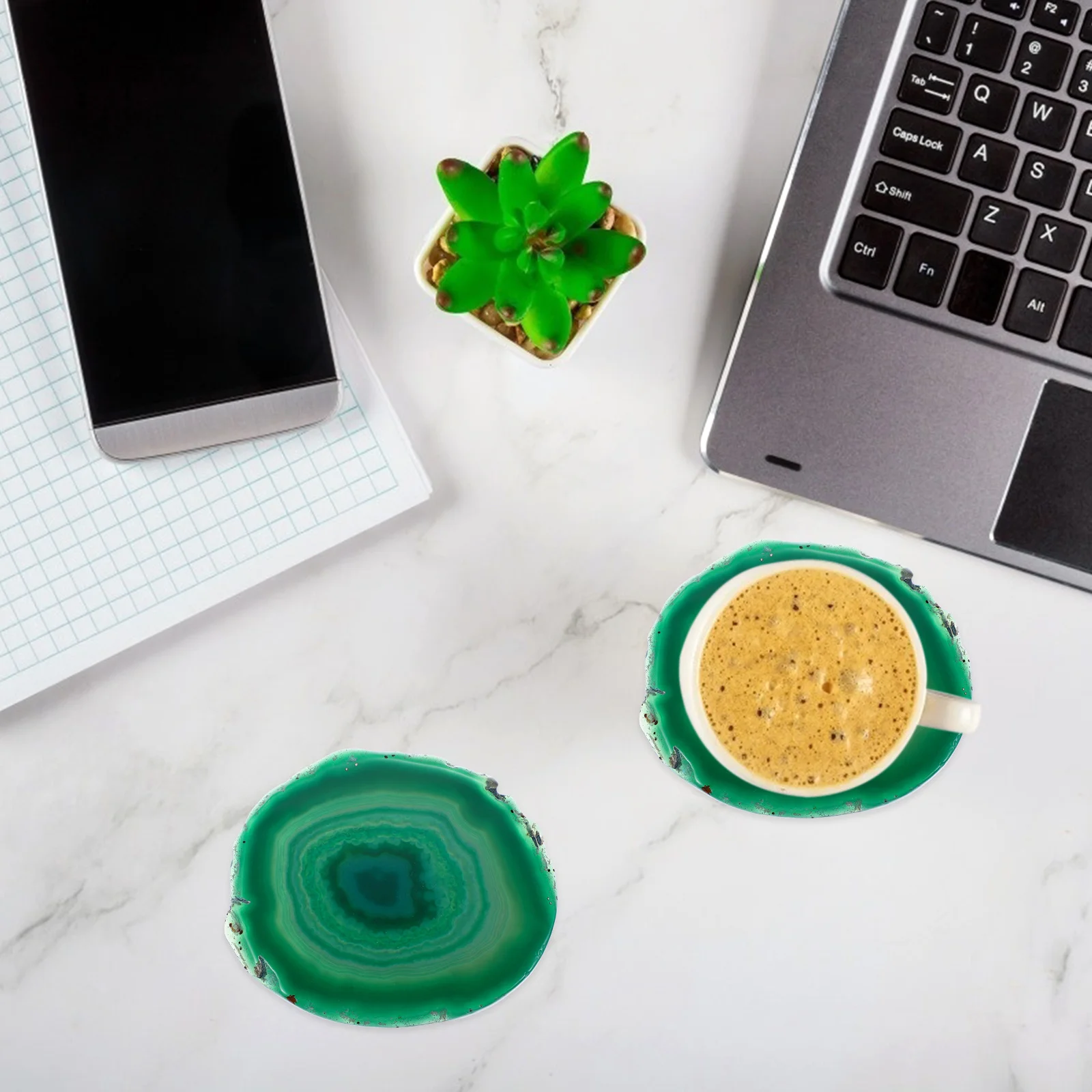 

Agate Stone Coaster Natural Round Cup Mat Heat Resistant Non Slip Absorbent Desktop Ornament for Home Bar Office Wine Coffee Use