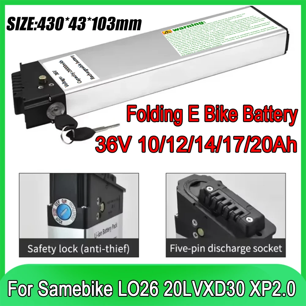 36V Ebike Battery For ADO A20 A20F MATE City BIKE Fiido M1 Folding Electric Bike 36V 10Ah 12Ah 20Ah Replacement Battery