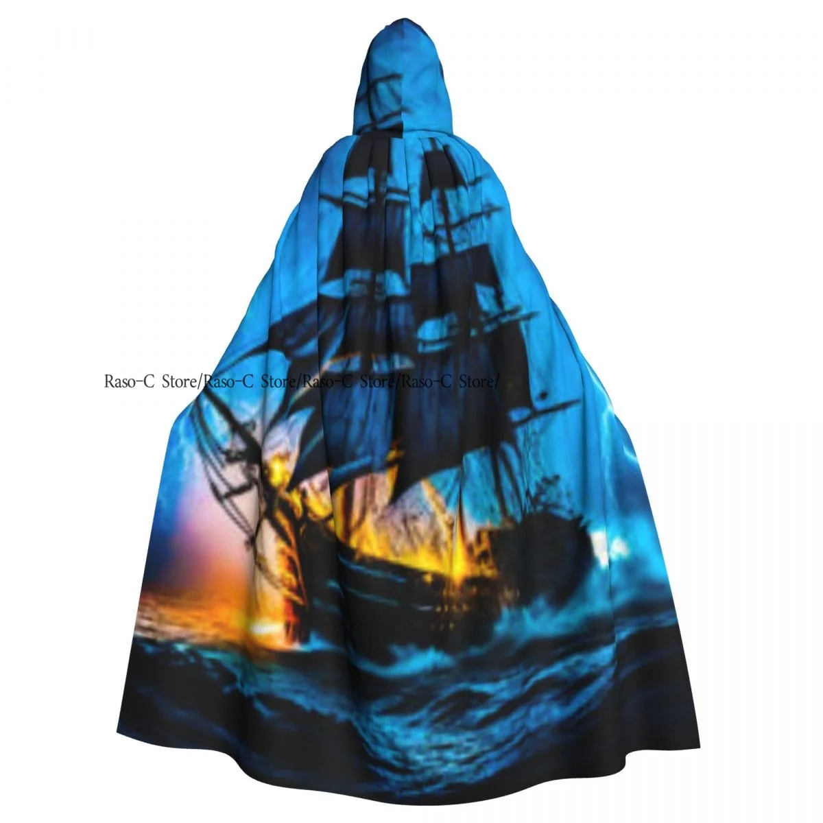 Unisex Adult Ship In The Ocean With Lightning Cloak with Hood Long Witch Costume Cosplay