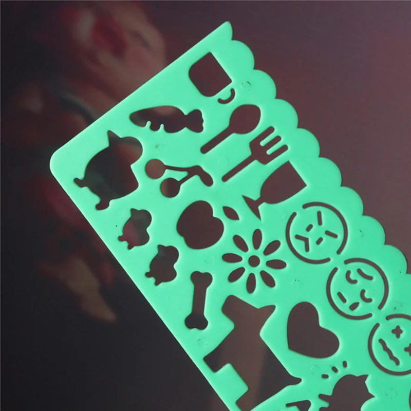 4PCS Candy Color Cute Art Graphics Symbols Drawing Template Stationery Ruler Student Kids Drafting Stencil Ruler Stationery