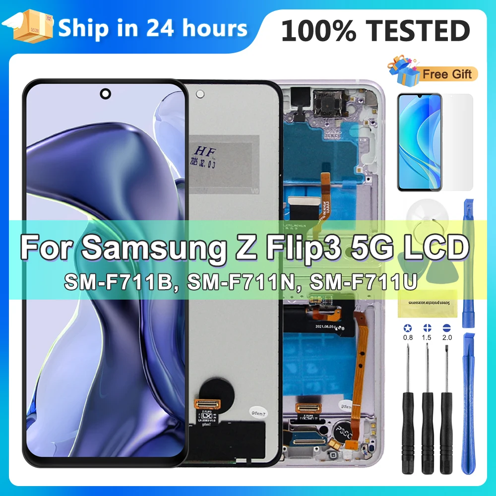 LCD pour Samsung Z Flip 3 F711 LCD écran tactile pour Samsung Z Flip3 5G LCD F711B remplacement d'affichage 100% testé