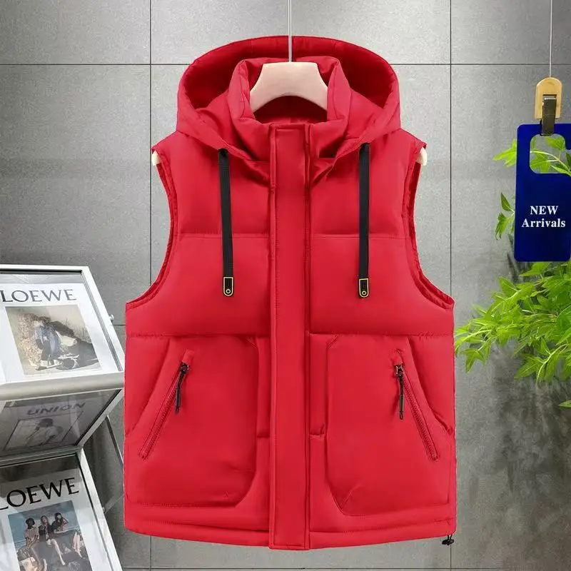 2026 Autumn Winter Men Warm Detachable Hooded Vest Men Outdoor Casual Sleeveless Windproof Fashion Brand Zipper Vest Male Coat