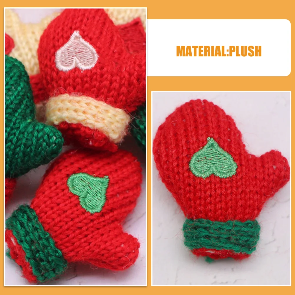 8 Pcs Christmas Decorations Dollhouse Woolen Gloves Tree Hanging Ornaments Miniatures Material Accessories Mittens