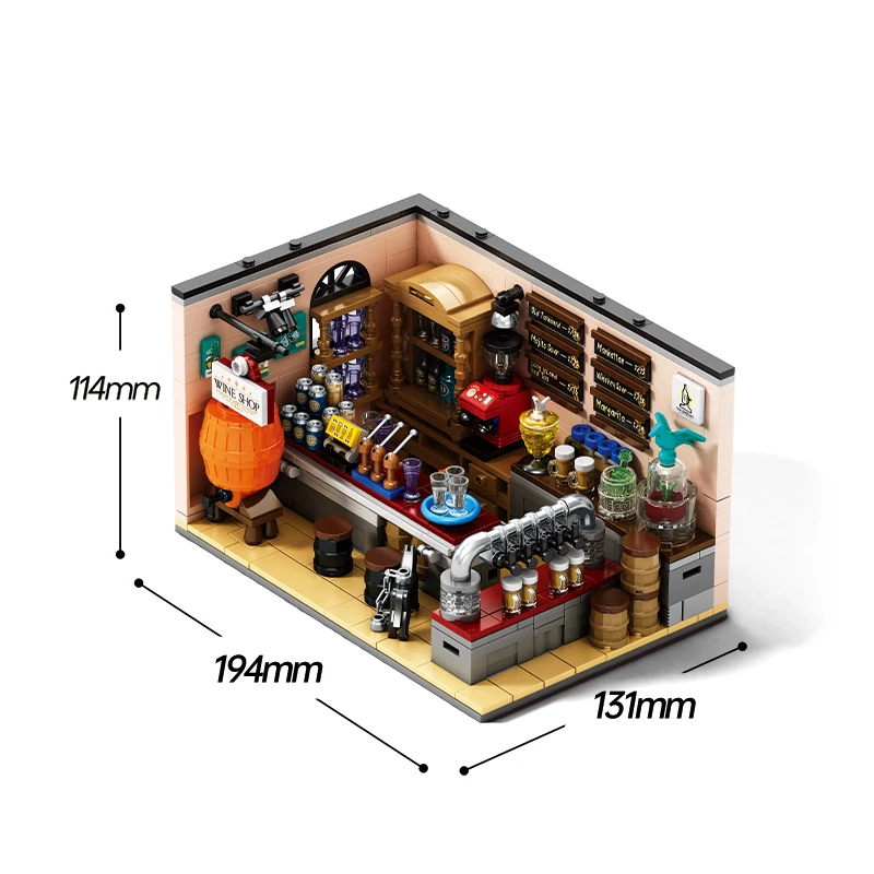 Stadswinkel Bouwstenen Autoreparatiewerkplaats Wapenwinkel Jazzclub Bar Slaapkamer Miniatuurmodel Baksteen Bureau Ornamenten DIY Speelgoed Cadeau