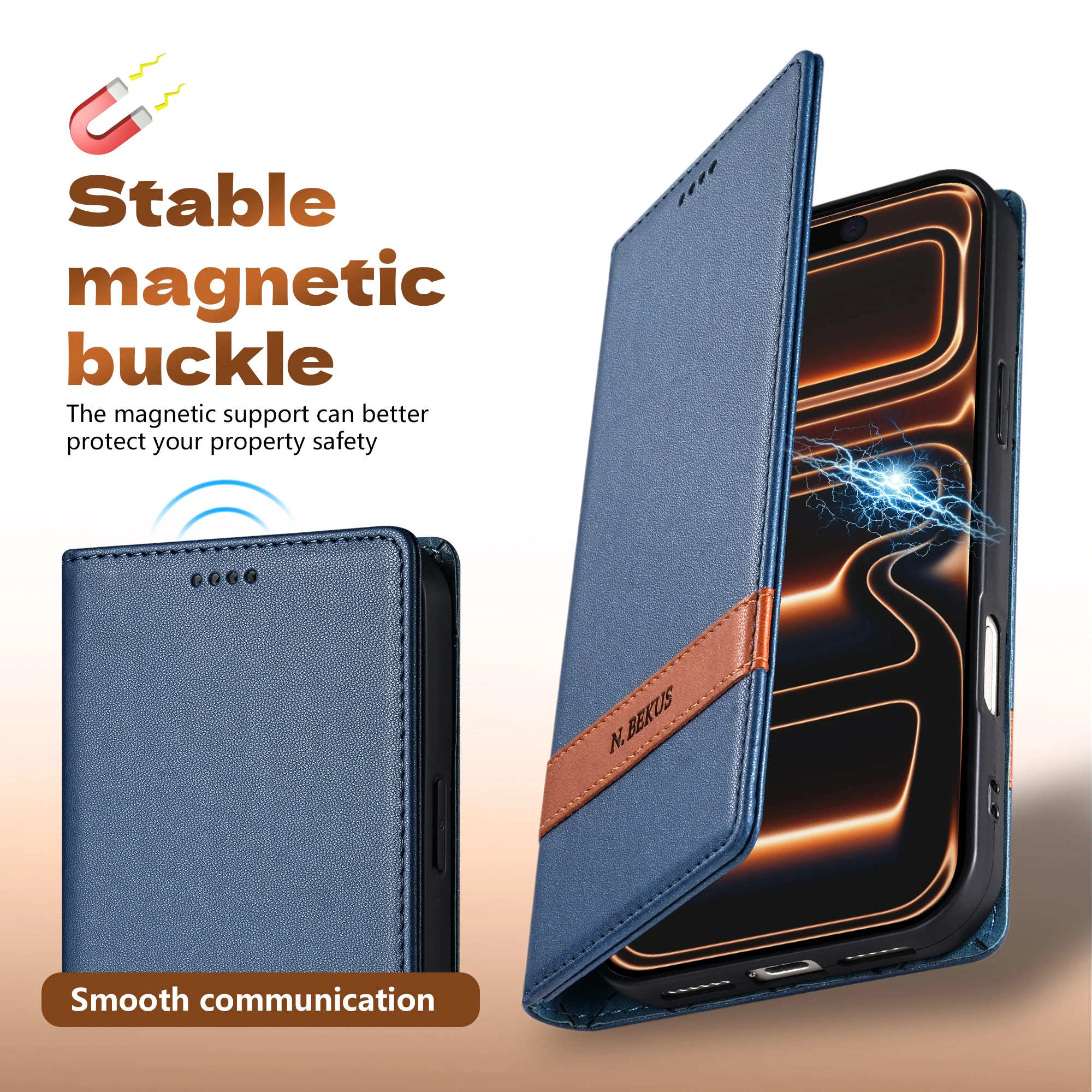 Luxury Splice Leather Wallet Cards Solt Case For IPhone 18 17 16 15 14 13 12 11 Pro Max Plus 17Air 17 16 E Flip Kickstand Cover view 2