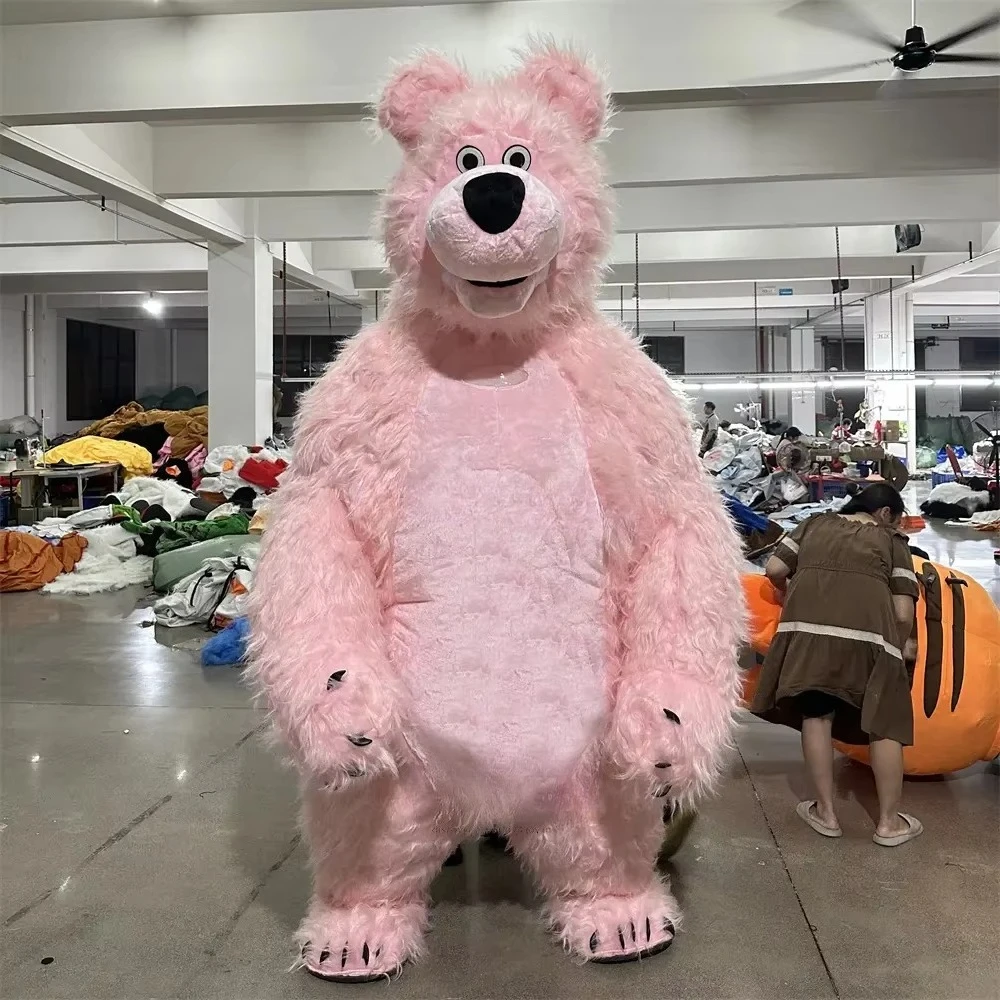 Adult Inflatable Bear Mascot Costume Cartoon Doll Clothes for Halloween Carnival Animal Cosplay Party No Battery