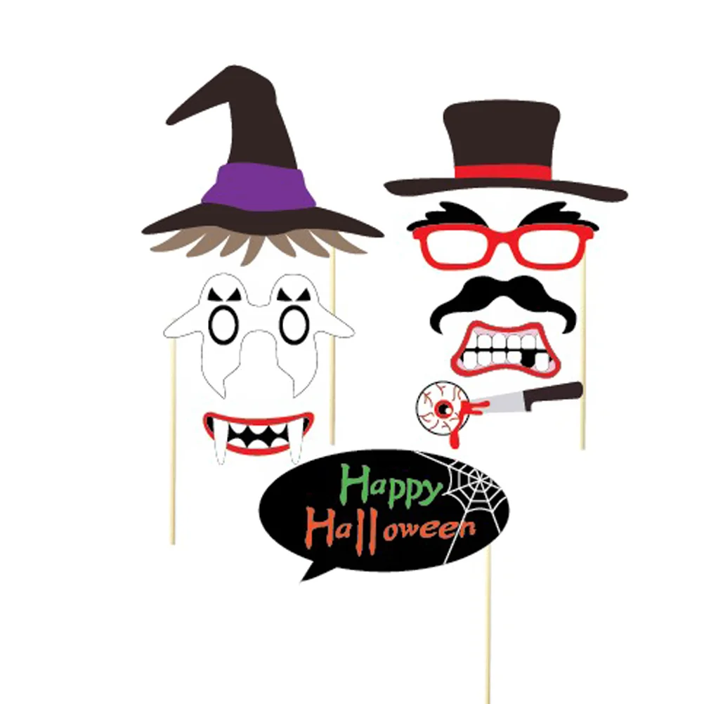 26 Pcs Party Props Photo Booth for Accessories Photobooth Halloween Skull Glasses Sign Trick Treat Supplies