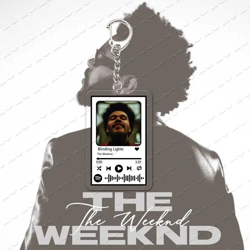 Popular Singer The Weeknd Music Playlist Code Starboy Blinding Lights Acrylic Keychains Bag Charm Accessories Pendant Fans Gift
