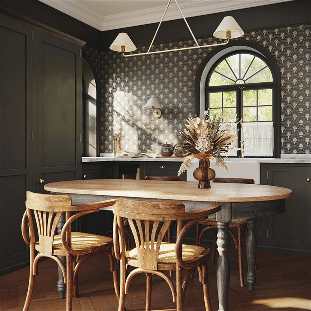 custom Geometric line fan-shaped wall wallpaper for living room bedroom stickers background bedroom decoration home improvement