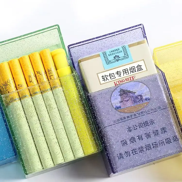 Ins Style Clear Cigarette Case for 20 |Colorful Powder Pattern & Hrad Protective Sleeve | Unisex Portable box with Trendy Design