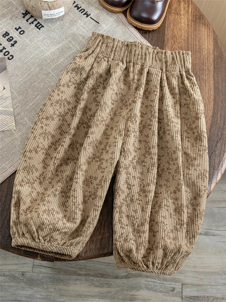 春 Faion キッズガールズルーズカジュアルパンツアウターウェア花柄プリント新しい Sle ベビー韓国語バージョン長ズボン