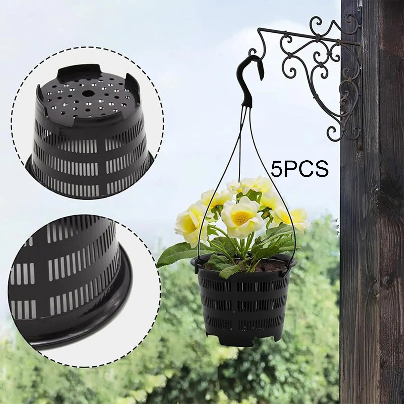 Practical Hanging Orchid Flower Pot Plastic Planter Container for Indoor Outdoor Balcony Patio Garden Accessories