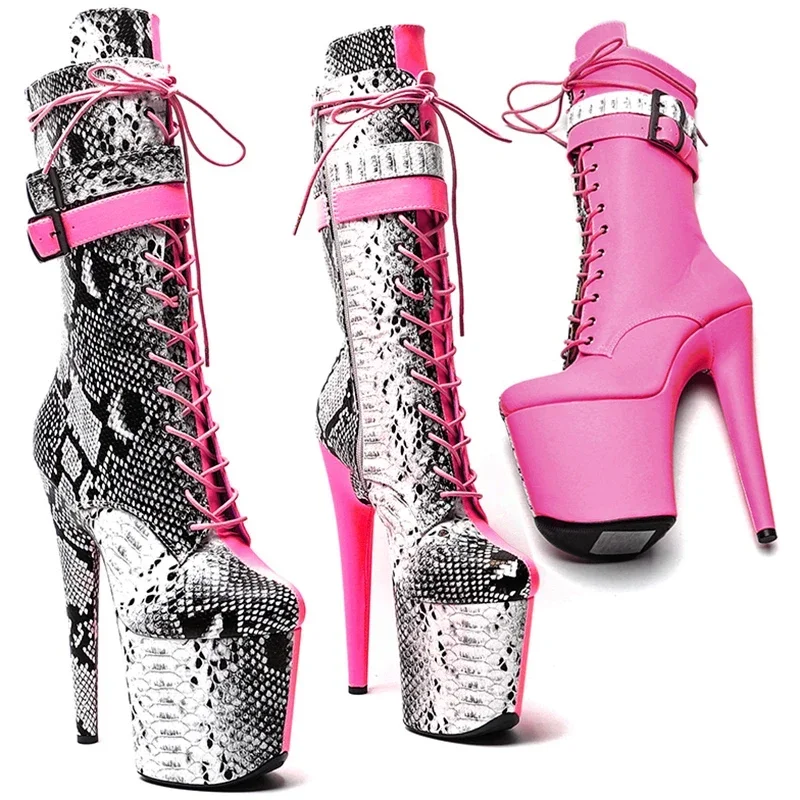 Leecabe 20CM/8Inch Snake with Matte PU Upper Mix Color Trendy Fashion Platform High Heels  stripper heels Pole Dance boots