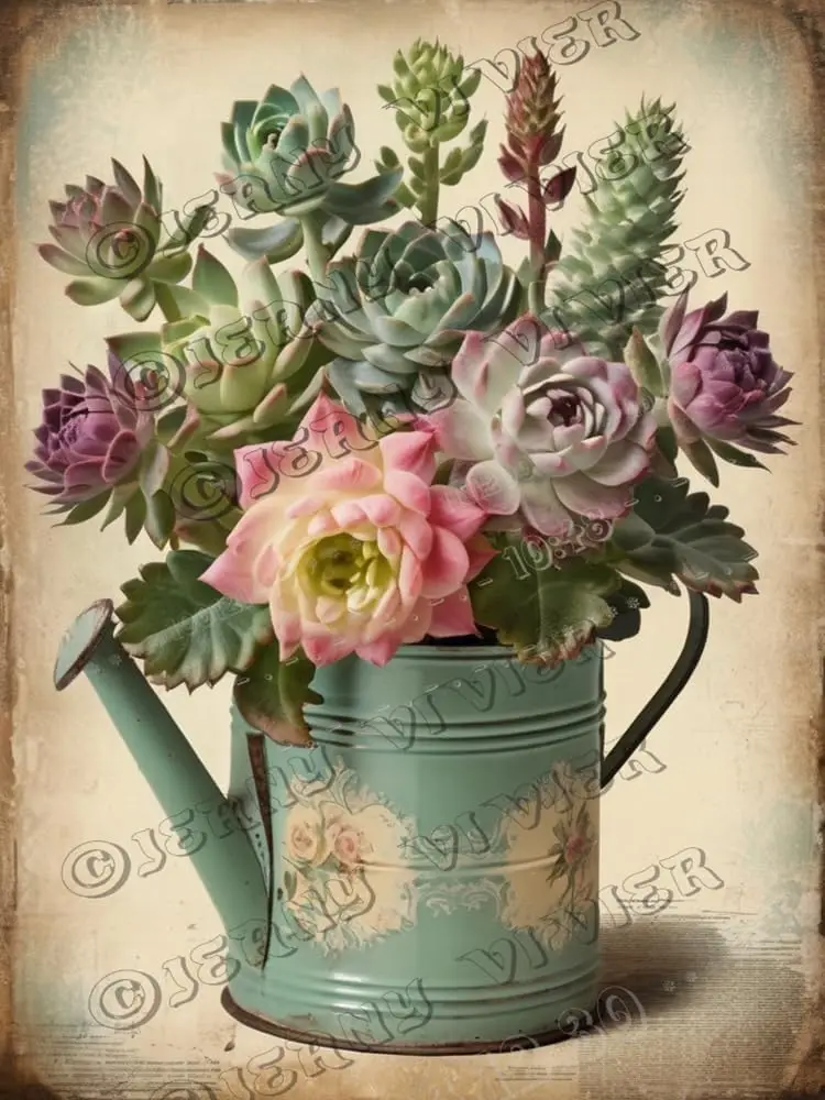 Y1,Succulent Bouquet Retro Aluminum Sign  IN Metal Tin Southwestern Floral Decor Succulents Plants Vintage Garden A