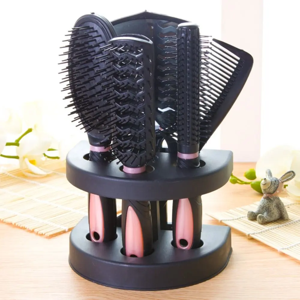 

5pcs/set Professional Massager Comb Mirror Set Anti-slip Soft Makeup Mirror Hairbrush Set Durable Anti-static