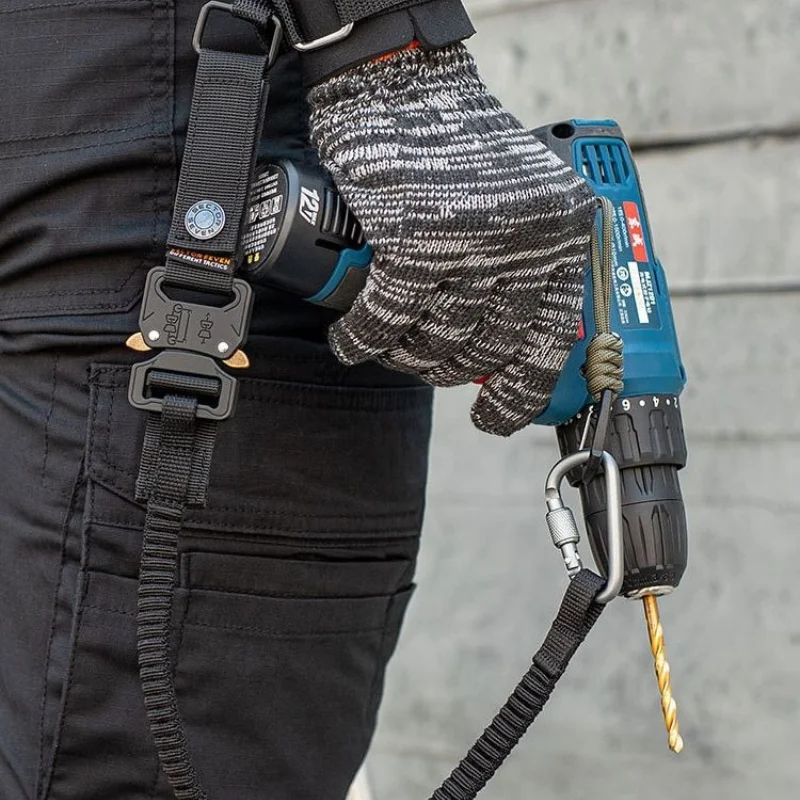 Electric Drill Anti Loss Rope Buckle Tactical Elastic Tool Anti-loss Rope Carabiner Aerial Work Hammer Electric Drill Outdoor