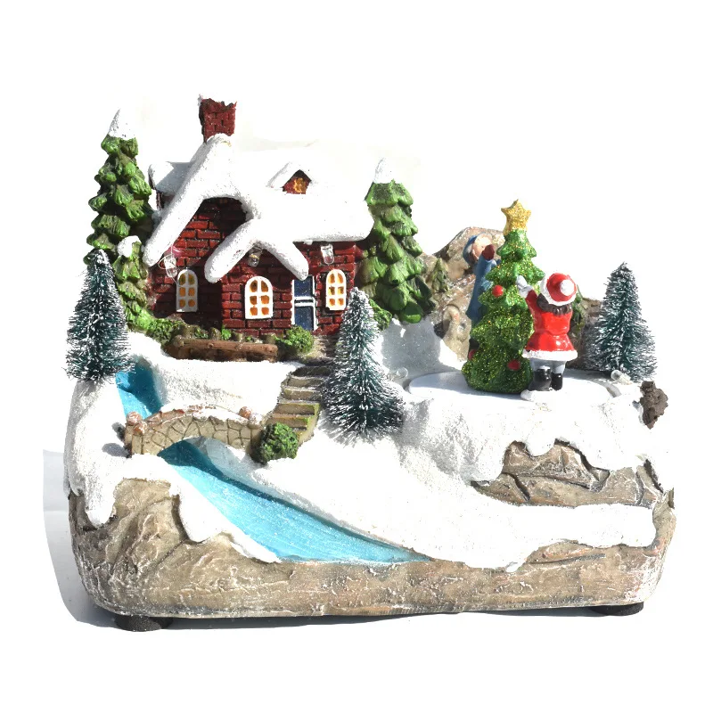 LED Weihnachten Schloss Haus Dekoration Geschenk Dekor Weihnachten Schnee Dorf Statue Set beleuchtet Urlaub Festival Weihnachten Ornamente