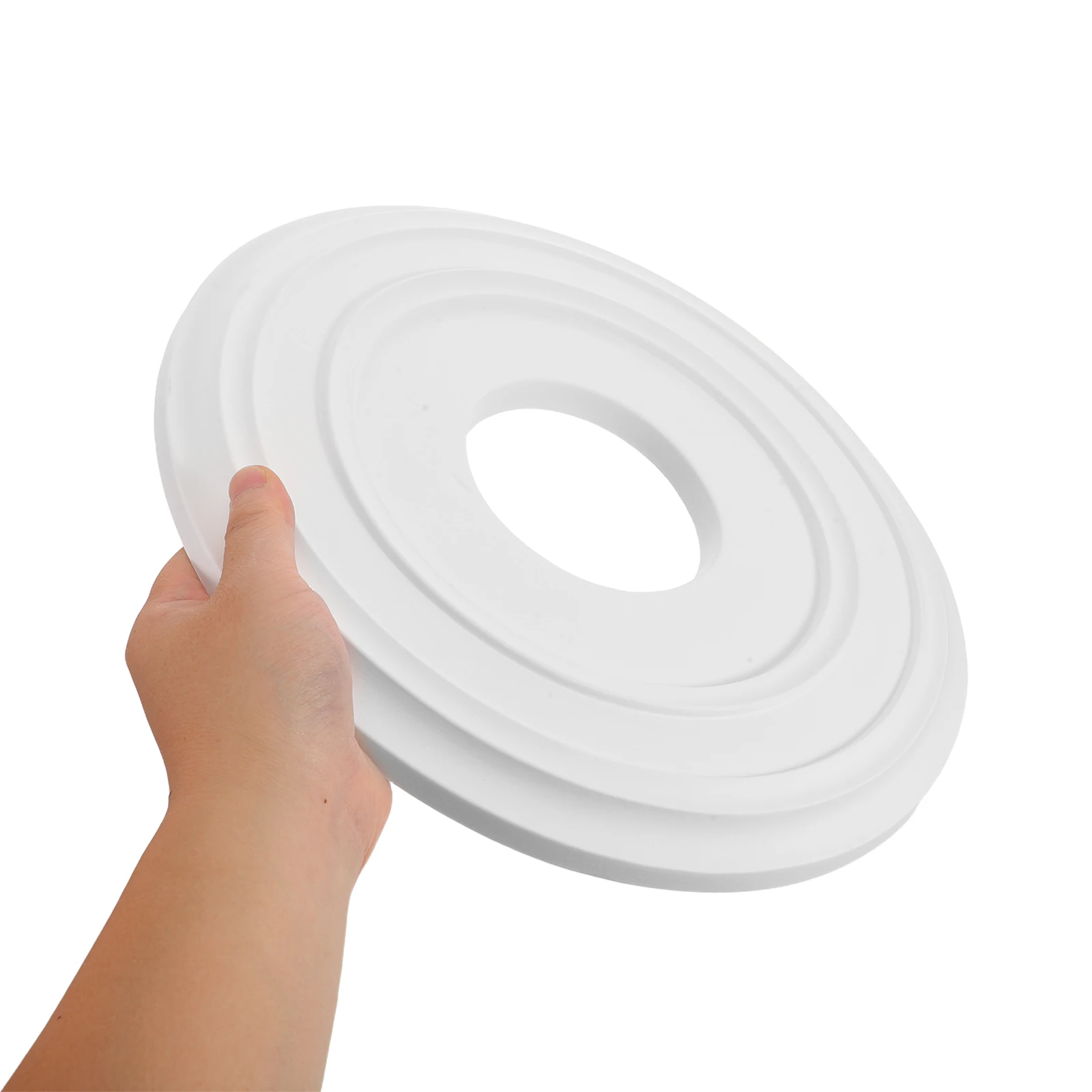 

32Cm White Round Pu Ceiling Medallion For Light Fixtures Lamp Cover Plate Moisture Resistant Decorative Fan Cover