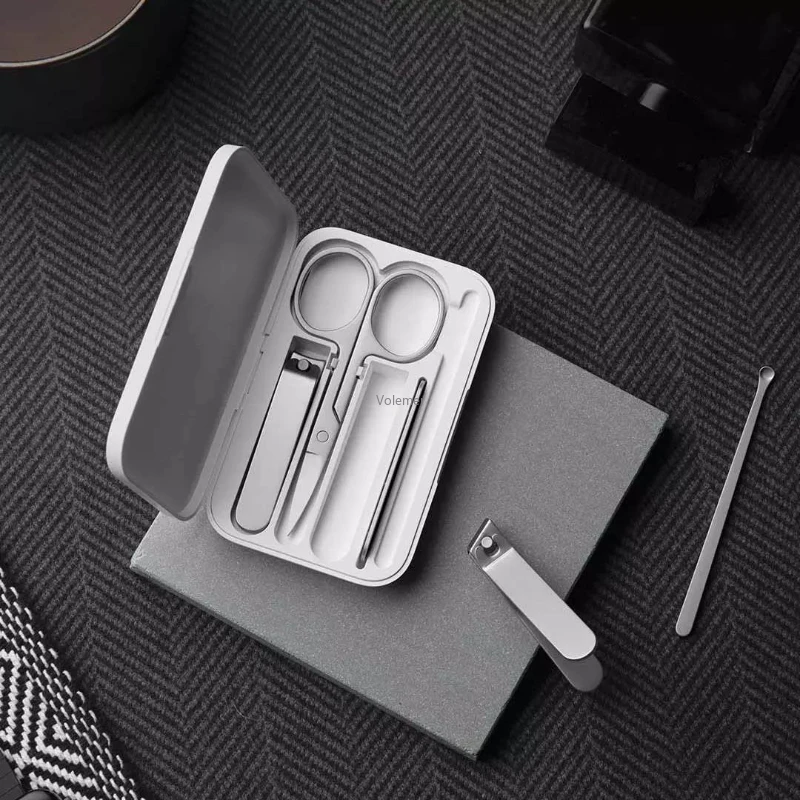 2022 Original Xiaomi Xiaomi Mijia เล็บ Clipper สแตนเลสแบบพกพาเล็บ5Pcs ชุดเครื่องมือ Pedicure Care เครื่องมือทำเล็บมือ