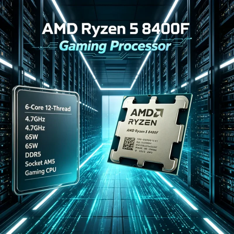 AMD Ryzen 5 8400F Gaming Desktop Processor 6-Core 12-Thread Socket AM5 DDR5 65W Unlocked 4.7GHz PCIe 4.0 Zen 4 L3=16M