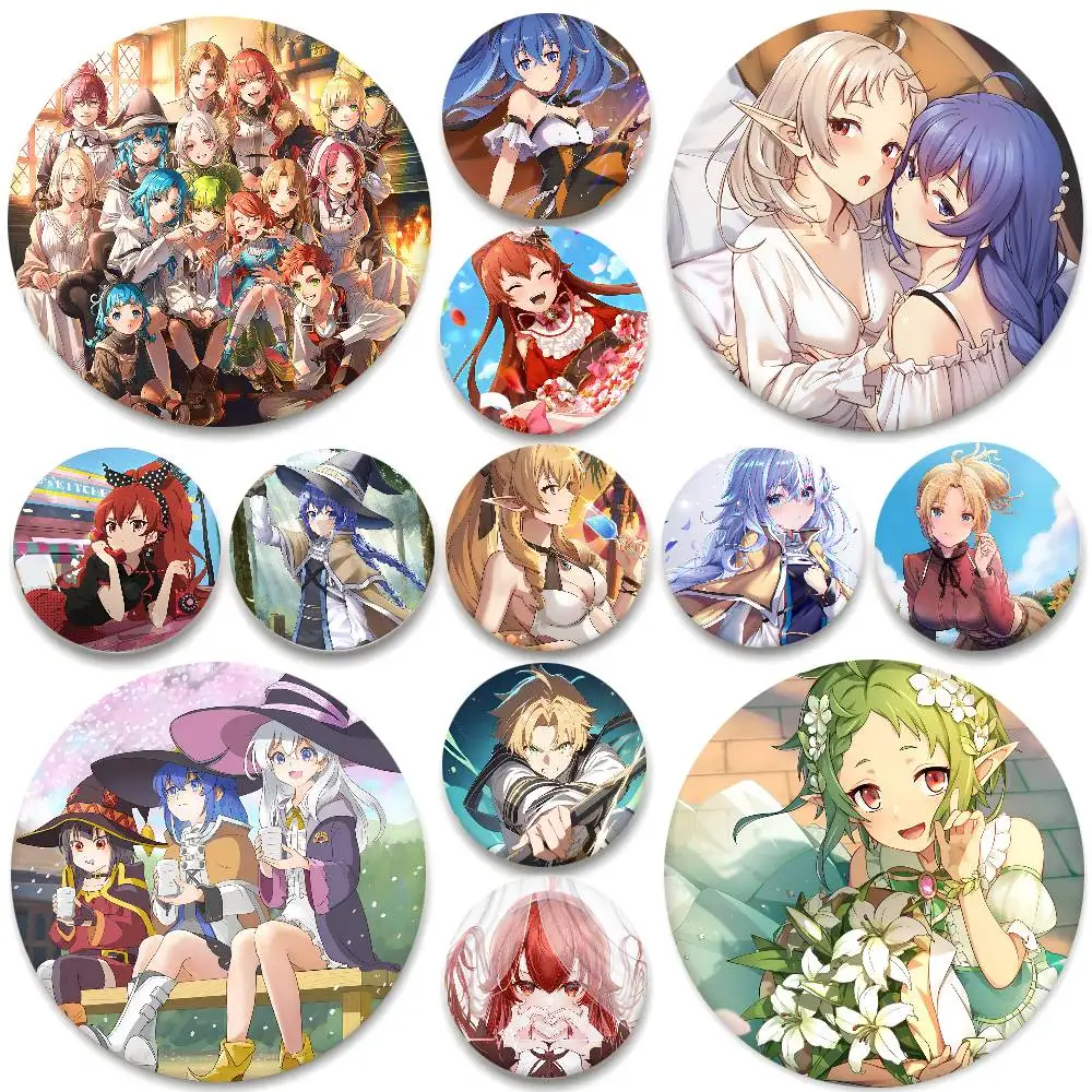 Anime Mushoku Tensei Abzeichen Runde Abzeichen Weißblech Münze Brosche Kleidung Rucksack Zubehör Anstecknadel