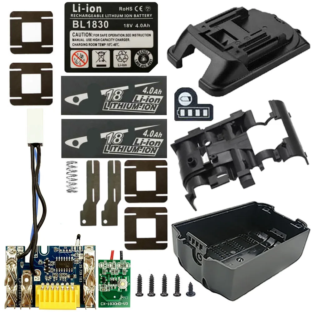 Li-ion Battery Case Box Charging Protection Circuit Board PCB For MAKITA 18V BL1830 3Ah 4Ah 5Ah 6Ah Label LED Battery Indicator