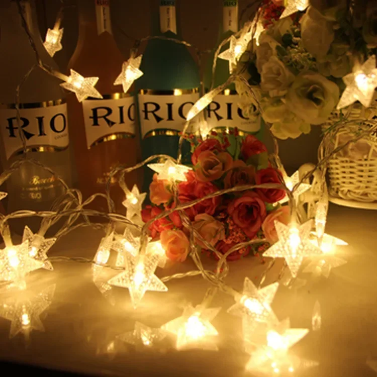 Christmas Snowflake Light String Colorful Warm Star Snow String Lights USB or Batteries Garden Patio Christmas Decoration Lamp