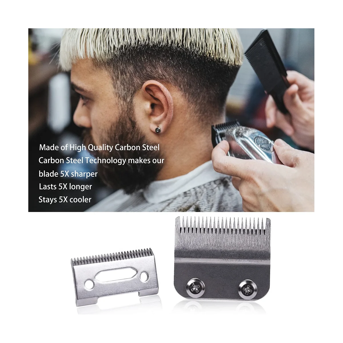 2 conjuntos de lâminas profissionais ajustáveis para máquina de cortar cabelo em aço carbono lâmina de substituição para 8148 Clipper-ABPX