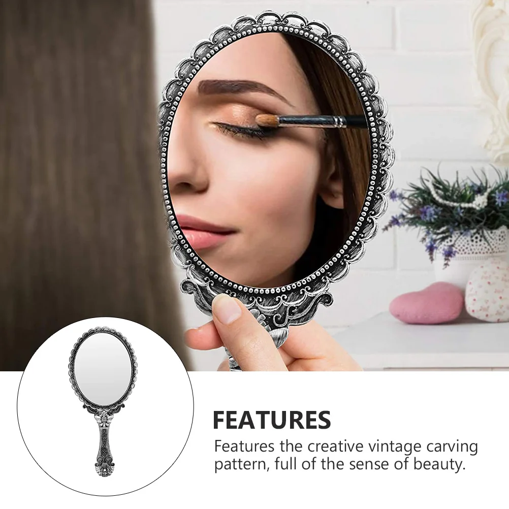 1 stuks retro handspiegel vintage stijl dames make-upspiegel gesneden patroon krasbestendig stevig bouwen reizen naar huis