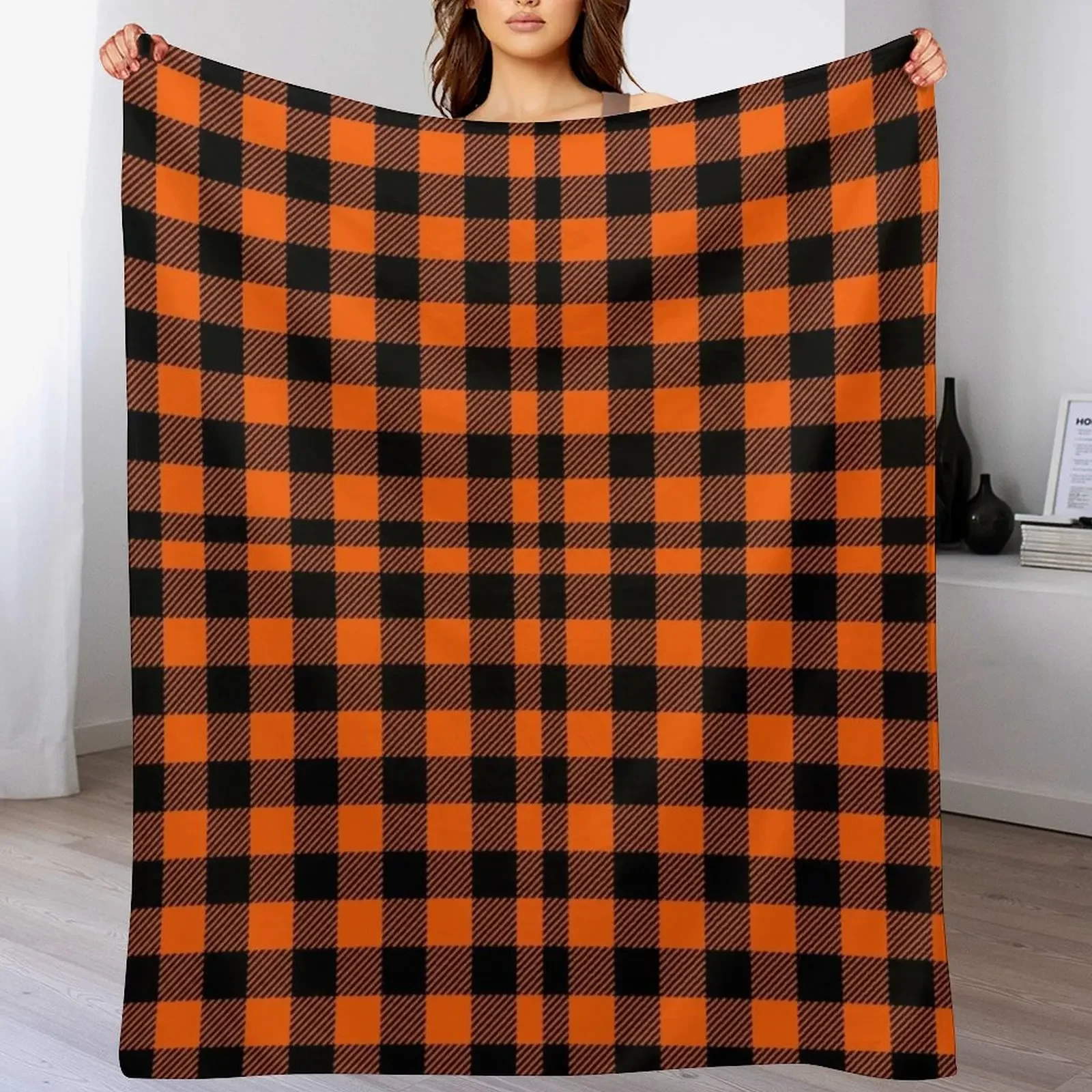 

Orange And Black Plaid Pattern Throw Blanket Cute Luxury Throw Blankets