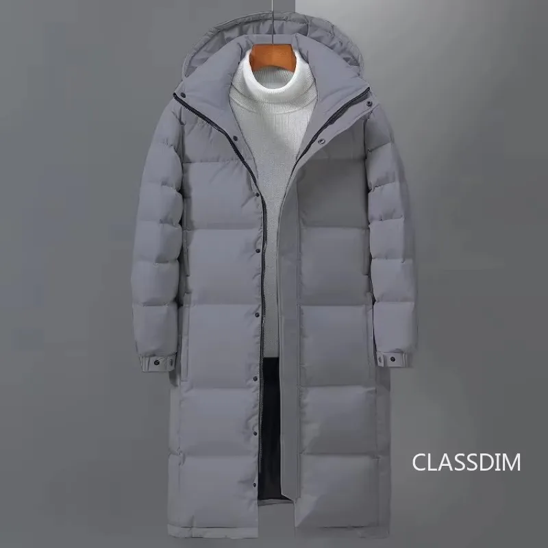 Novo inverno dos homens com capuz casual pato para baixo casacos longos puffer jaquetas qualidade masculino ao ar livre à prova de vento quente inverno parkas roupas dos homens