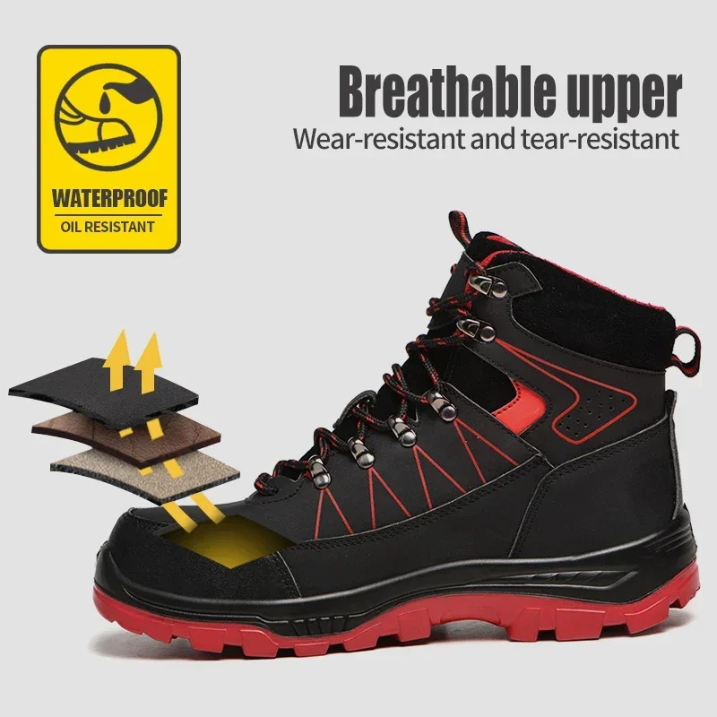 Men Work Boots Lightweight Comfort Safety Shoes Men Steel Toe Work Sneakers Indestructible Security Protective Shoes Size 37-48